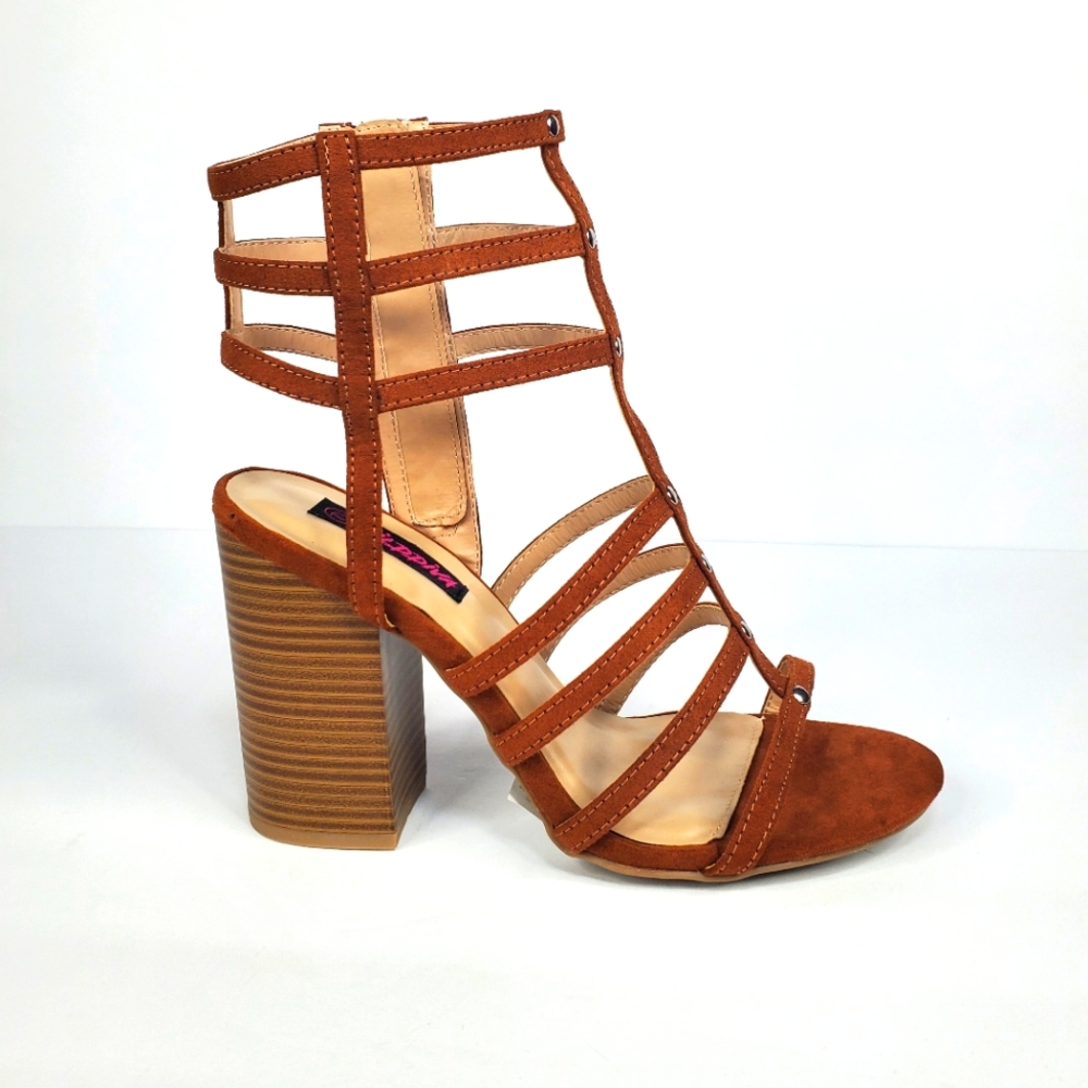 Camel Brown Heel Strappy Sandals
